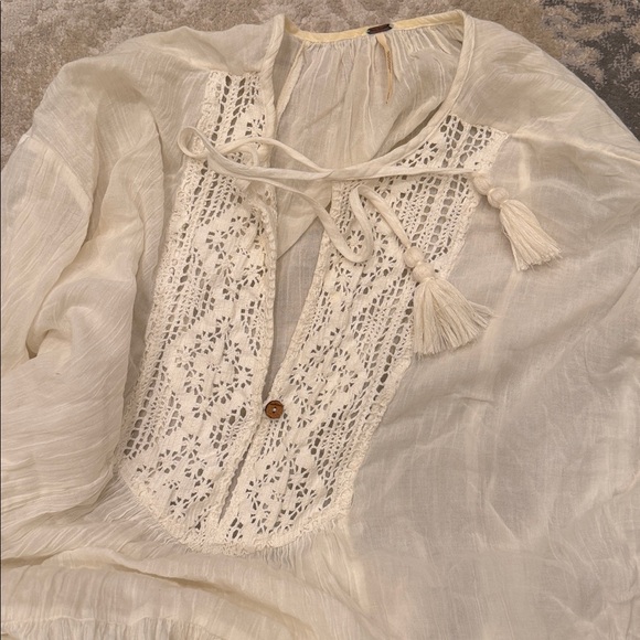 Free People White Boho Peasant Dress Size S/M - Picture 5 of 8